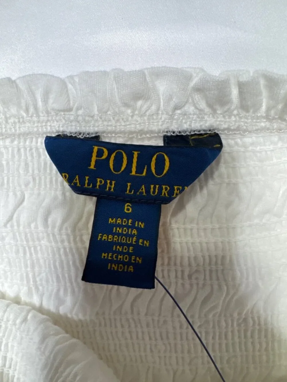 NWT/NWOT Ralph Lauren Smocked Puff-Sleeve Cotton Peplum Top White Size 6 & 6X